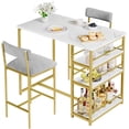thumbnail image 1 of 3-Piece Pub Table Set with 2 Upholstered Stools, 36" Counter-Height Table for Small Spaces & Apartments, 1 of 8