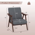 thumbnail image 3 of Gymax Set of 2 Accent Chair Leathaire Leisure Armchair w/ Rubber Wood Frame Light Gray, 3 of 8