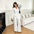 thumbnail image 5 of Domzest Sweatsuits 2 Piece Sets for Women Long Sleeve V Neck Off the Shoulder Sweatshirt & Wide Leg Sweatpants Casual Fall Outfits Light Gray S, 5 of 6