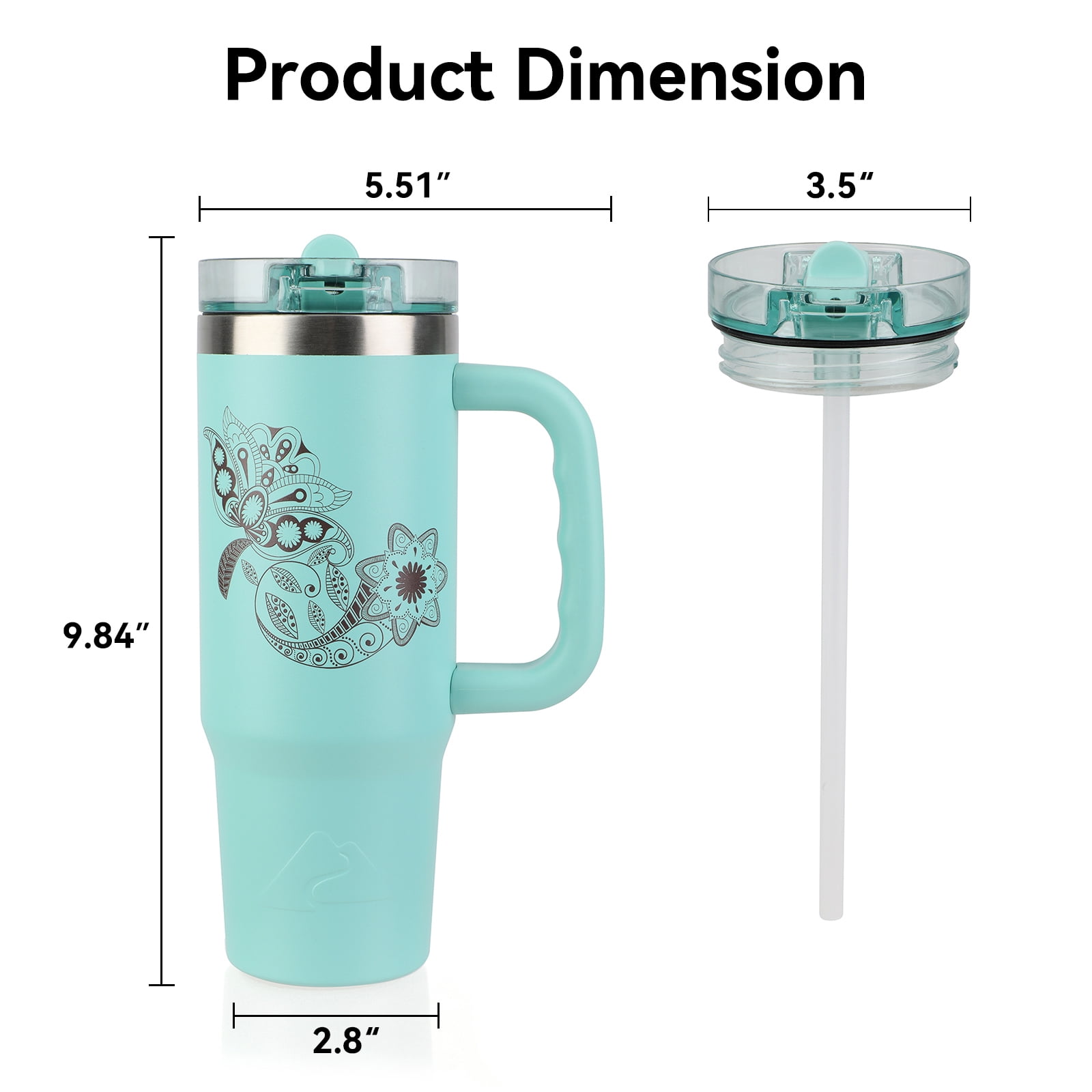 Ozark Trail 30 oz Stainless Steel Insulated Travel Tumbler with Handle and Flip Straw Lid, Turquoise
