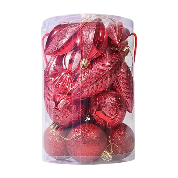 21 piezas de bolas navideñas, adornos, decoraciones colgantes de Navidad, adornos colgantes, Rojo