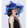 thumbnail image 5 of Sunjoy Tech Women Organza Wide Brim Medieval Hat Fascinator Lady Cocktail Tea Party Church Wedding Bridal Flower Hat Stage Performance Show Cap, 5 of 7