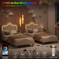 thumbnail image 3 of Kicctian Twin Size Bed with Adjustable LED Headboard & Velvet Princess Platform,Wood Slats Support, No Box Spring Needed, White, 3 of 4