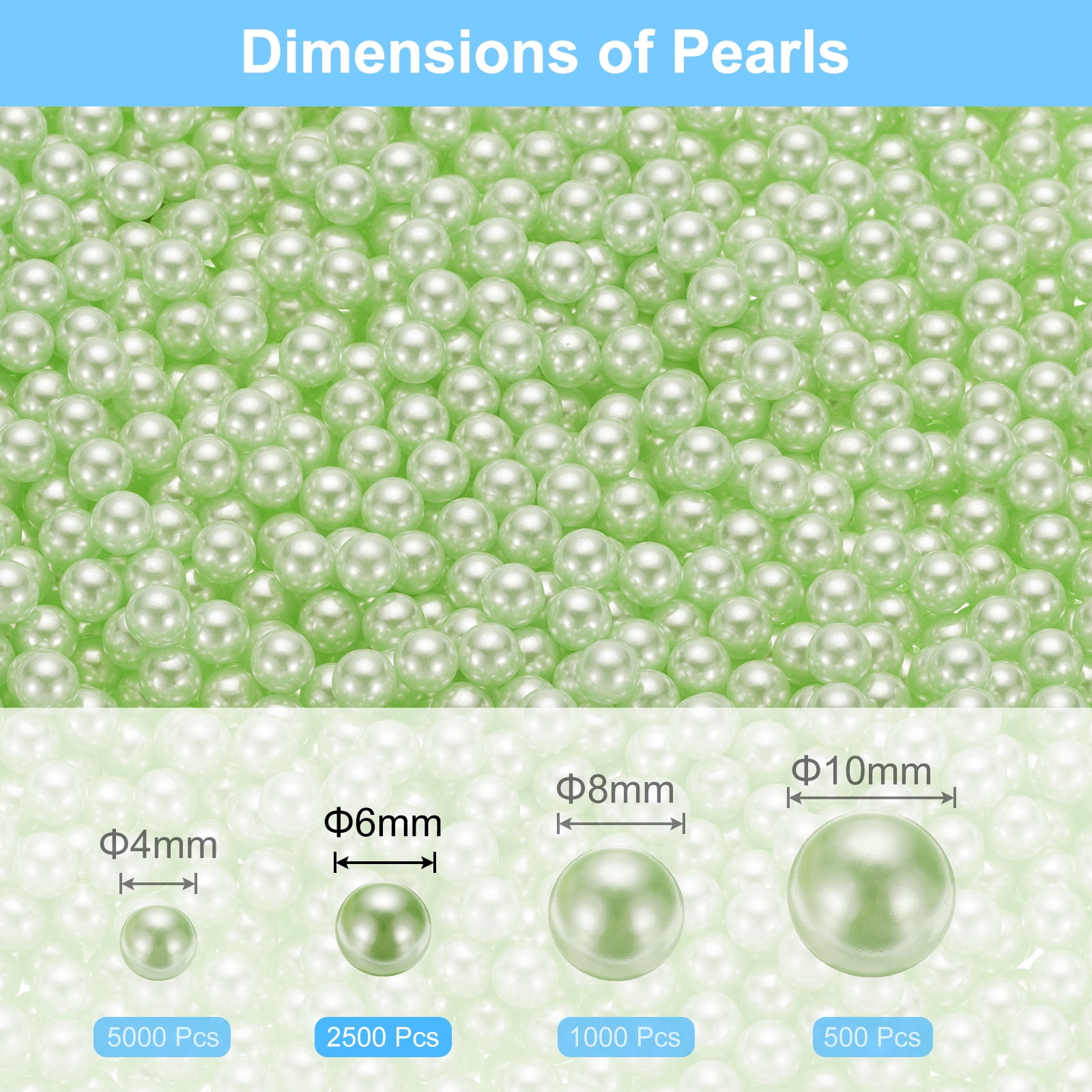 Unique Bargains Durable Faux Pearl for Crafting No Hole Pearls for Vase Fillers Green