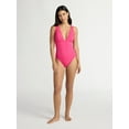 thumbnail image 3 of Time and Tru Women’s and Women’s Plus Ribbed Plunge One Piece Swimsuit, Sizes XS-2X, 3 of 6