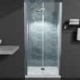 thumbnail image 1 of 36" x 72" Bifold Glass Shower Door with Tempered Glass Folding Bathroom Shower Doors with Stainless Handle Frameless Shower Panel with Chrome Finish, 1 of 9