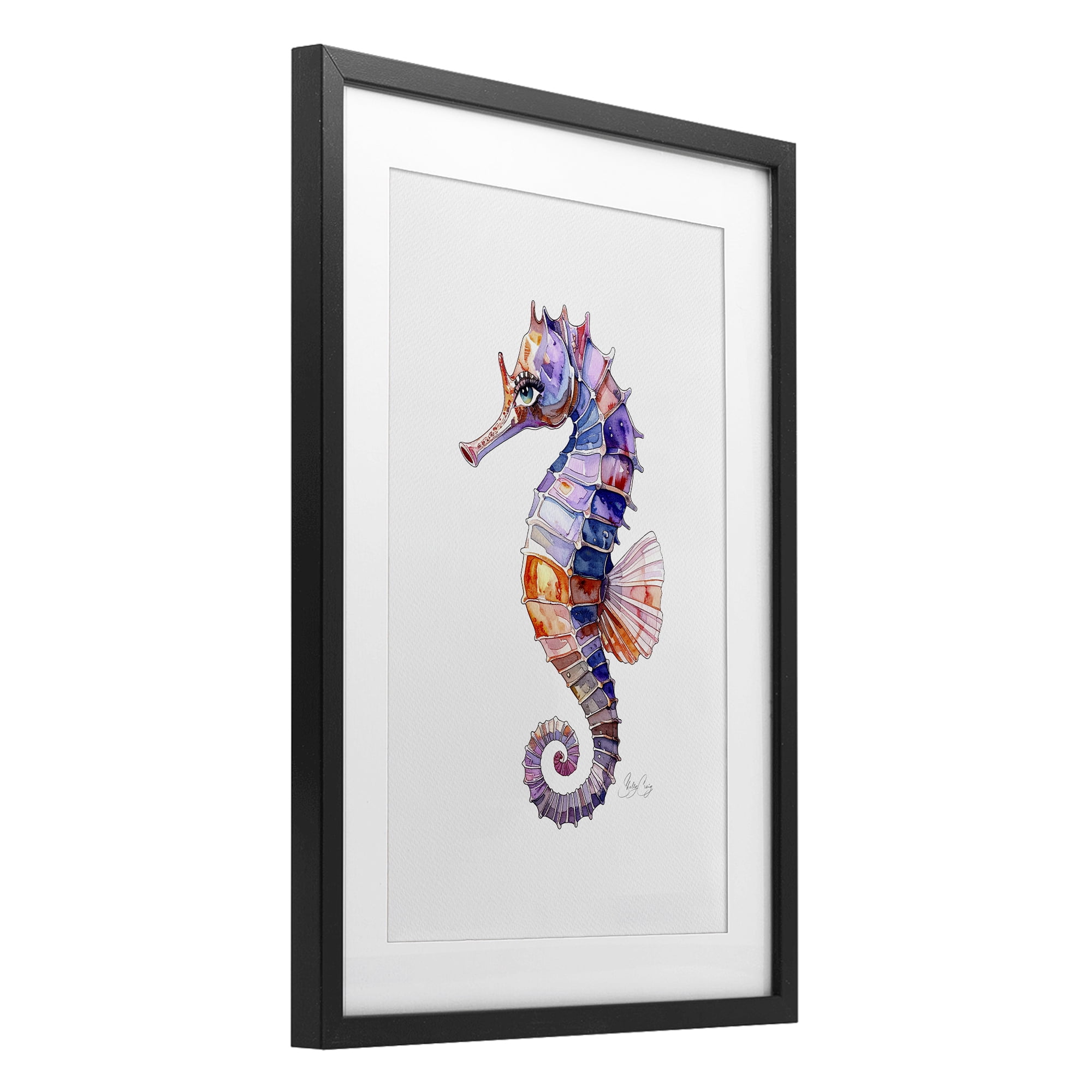 Stupell Industries Sea Whisper Seahorse Black Framed Print Under Glass, design by Shelly Craig