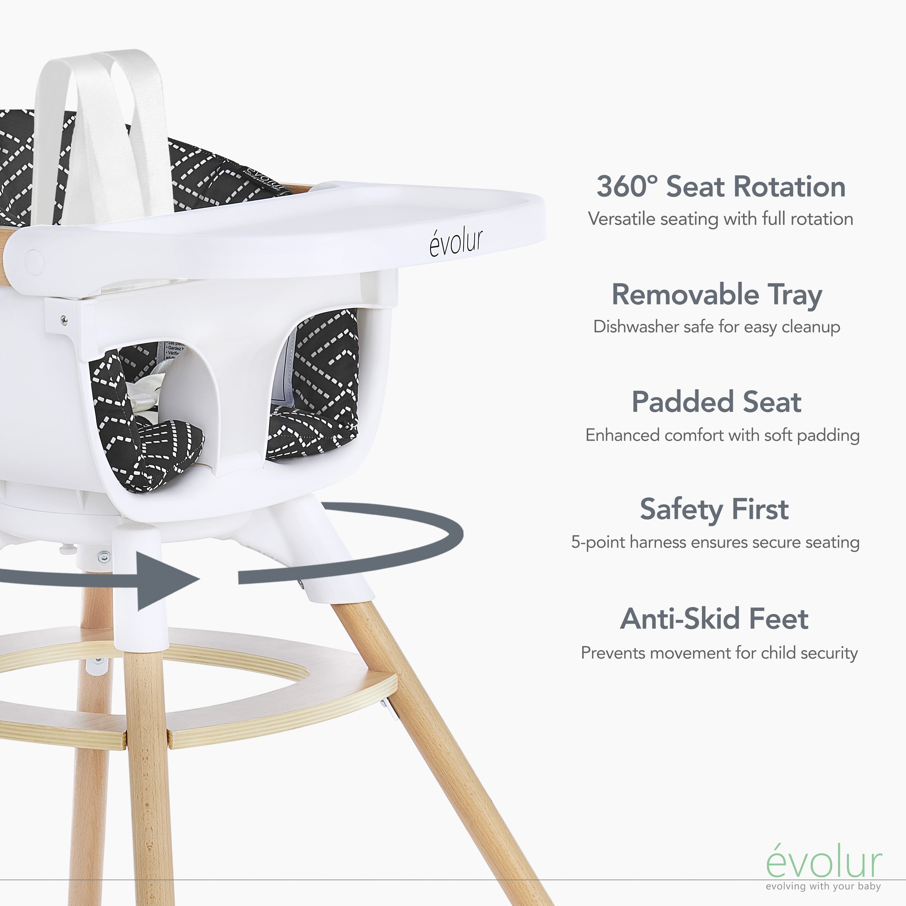 Evolur Ann Beechwood 4-in-1 Highchair