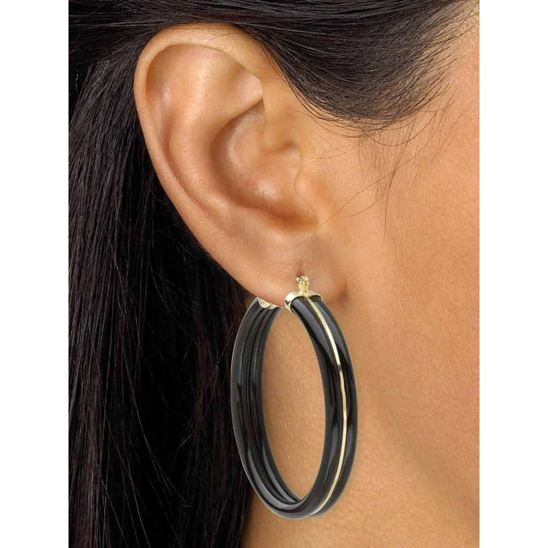 Black jade hoop earrings online