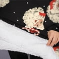 thumbnail image 3 of Oversized Wearable Blanket Hoodie,Black Christmas Santa Pattern Sherpa Blanket Hoodie with Super Pockets,Super Warm Fuzzy Pullover for Women & Men, 3 of 6