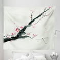 thumbnail image 1 of Flower Tapestry, Branch of a Pink Cherry Blossom Sakura Tree Bud a Dragonfly Dramatic, Fabric Wall Hanging Decor for Bedroom Living Room Dorm, 5 Sizes, Pale Sage Green Pink, by Ambesonne, 1 of 1