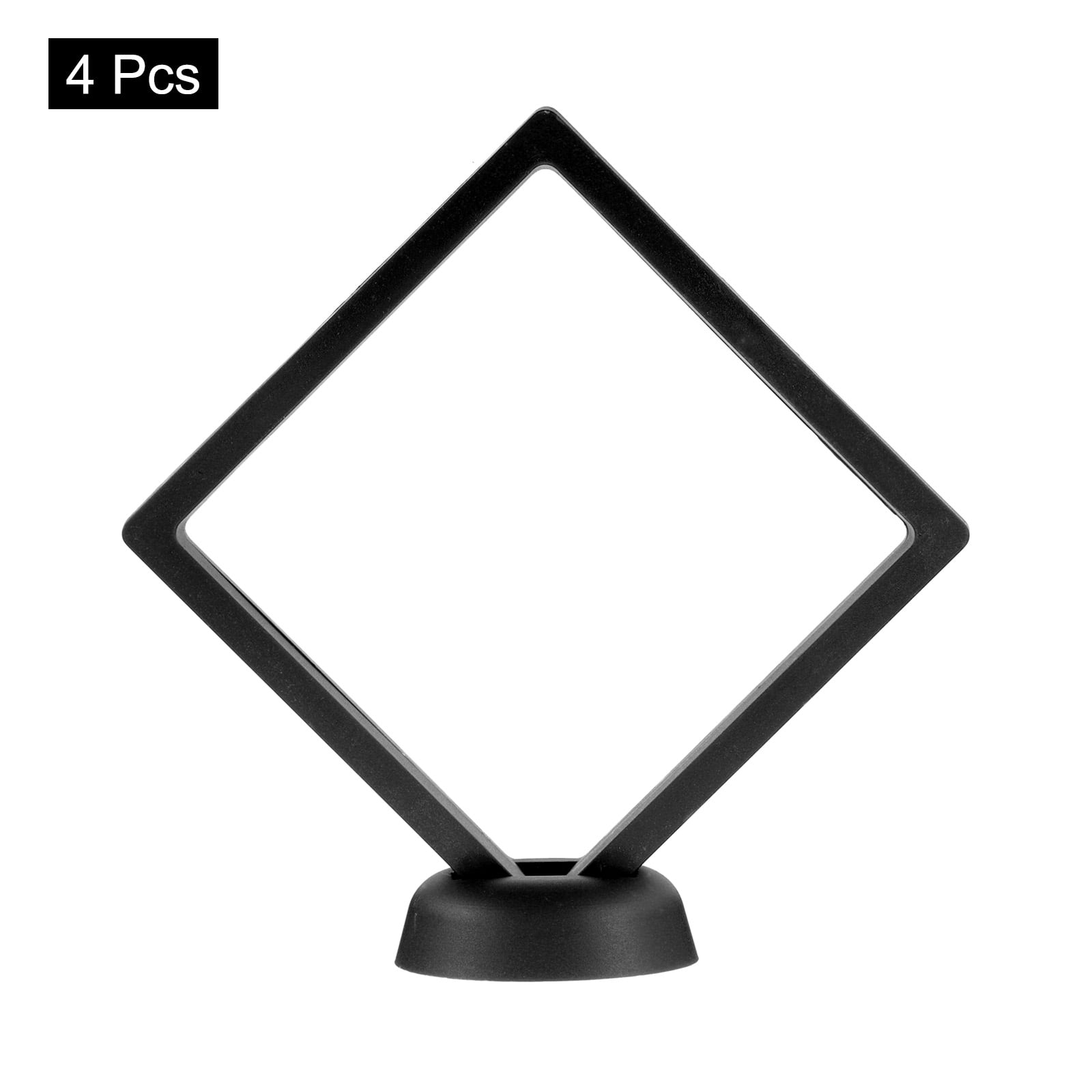 Unique Bargains 4Pcs Floating Frame Display Holder Stand 4.33" x 4.33" x 0.8" Black