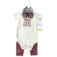 thumbnail image 2 of Hudson Baby Infant Girl Cotton Bodysuit, Pant and Shoe Set, Little Love Flowers, Newborn, 2 of 5