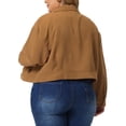 thumbnail image 4 of DARING DIVA Women's Plus Size Button Down Long Sleeve Shacket Jacket 1X Brown, 4 of 6
