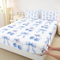 thumbnail image 3 of Homewish Kawaii Sweet Cherries Twin Sheet Sets,Cute Bowknot Ribbon Twin Fitted Sheet,Blue White Gray Flat Sheet For Girl Teens,Super Cozy Room Decor,3pcs, 3 of 7