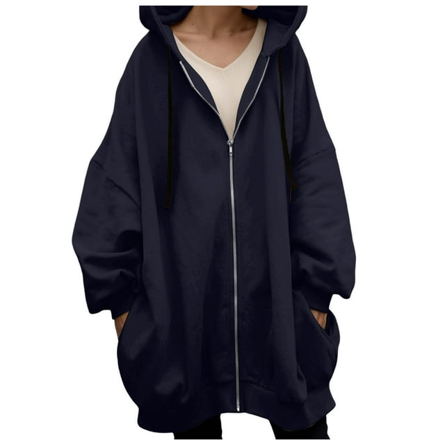 Veste Longue à Capuche pour Femmes Manteau d'Hiver Chaud à Fermeture Éclair Décontracté pour Temps Froid