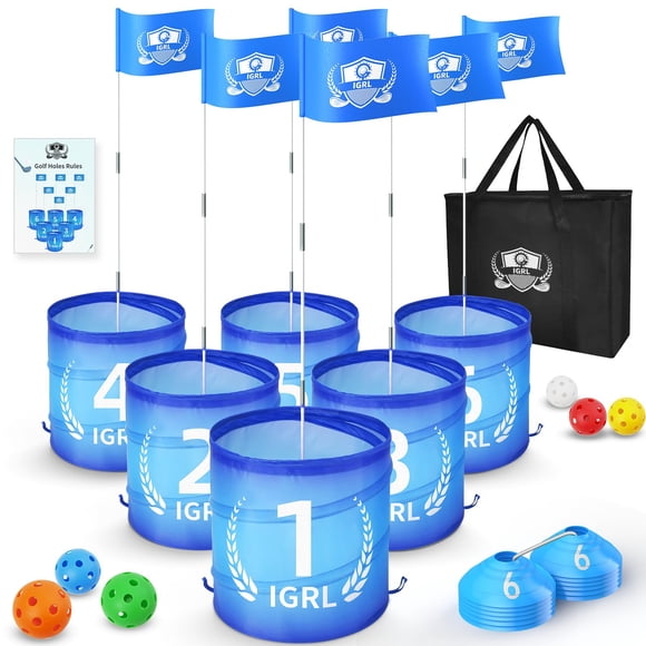 Juego de campo de golf IGRL con 6 hoyos, pelotas y bolsa de transporte