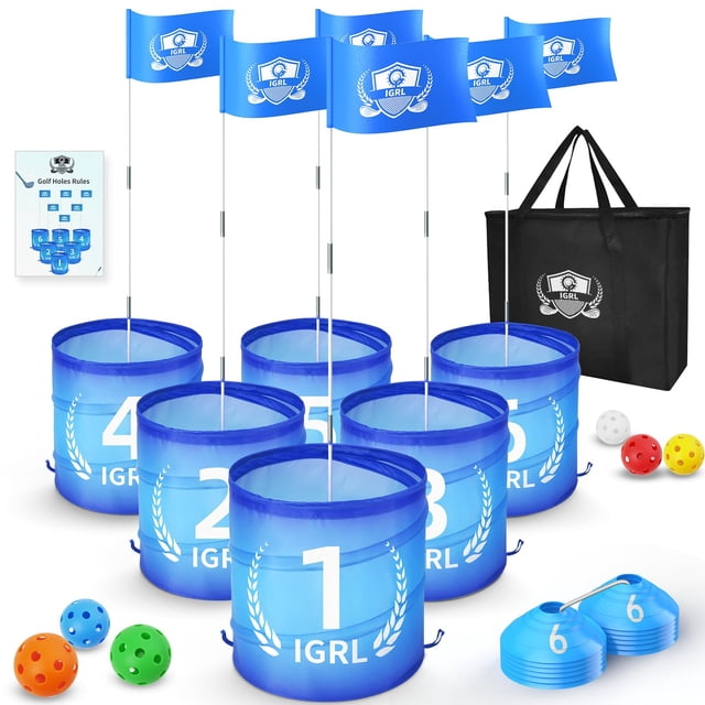 Juego de campo de golf IGRL con 6 hoyos, pelotas y bolsa de transporte