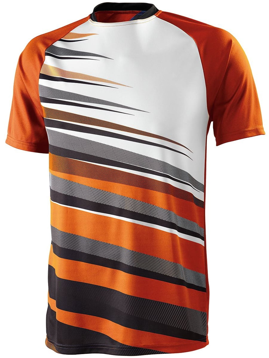 orange black and white jersey