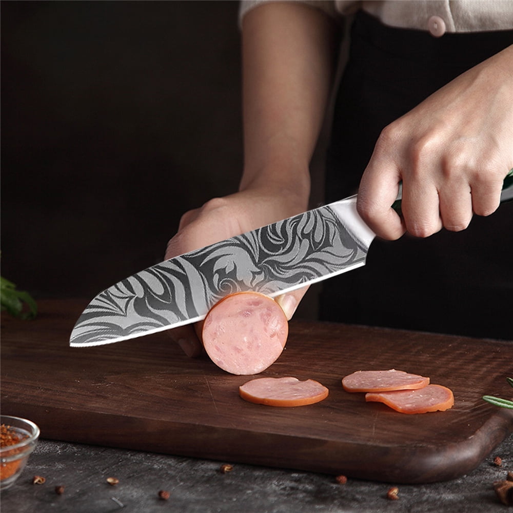 Akatsuki Kitchen Knife Set 3-7pcs Forged Damascus Steel Japanese Chef Knife for Meat Vegetable Slicing Cutter with Easy-Grip Resin Handle and Giftcase