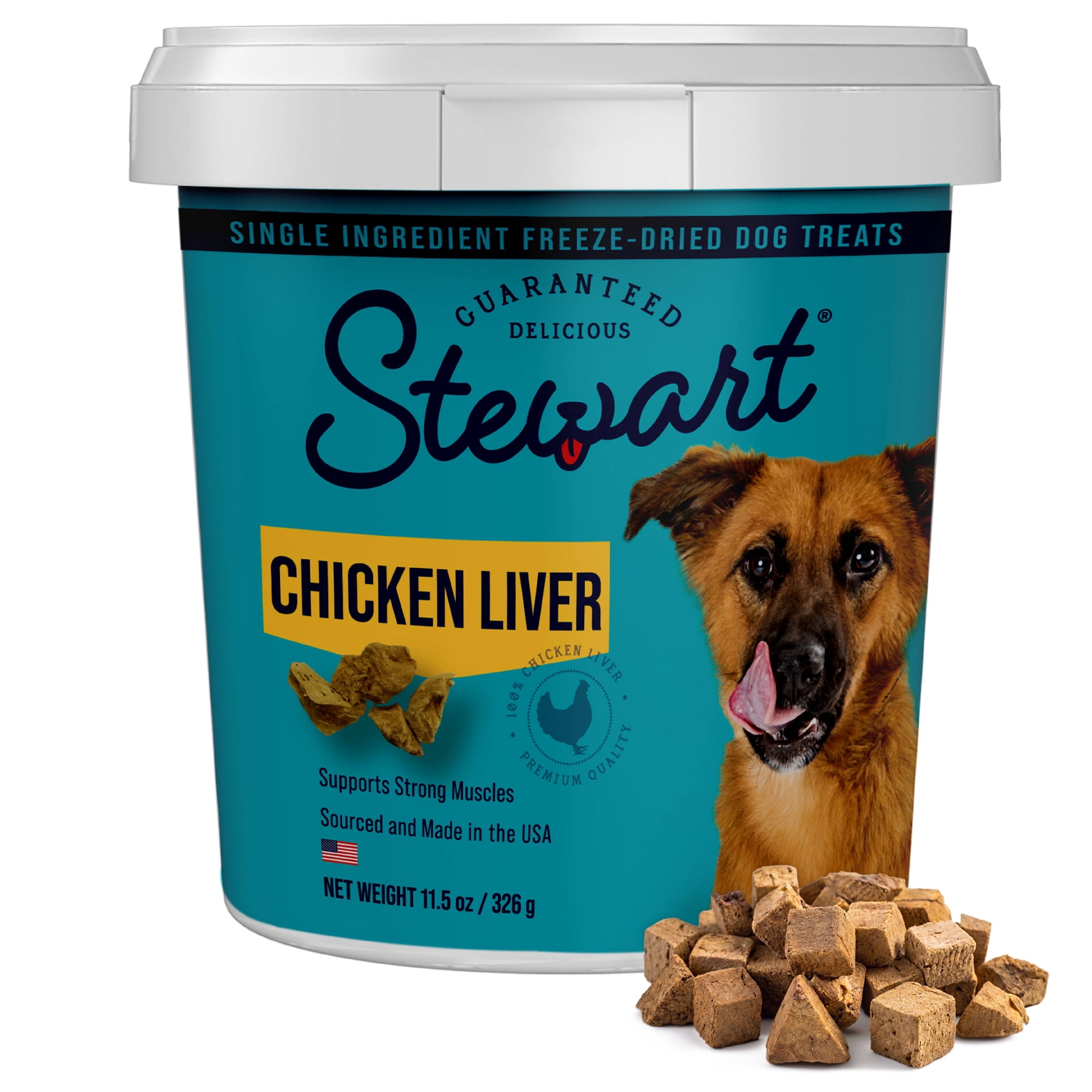 Stewart Freeze Dried Raw Chicken Liver Training Treats or Meal Topper for Dogs, 11.5 oz Tub