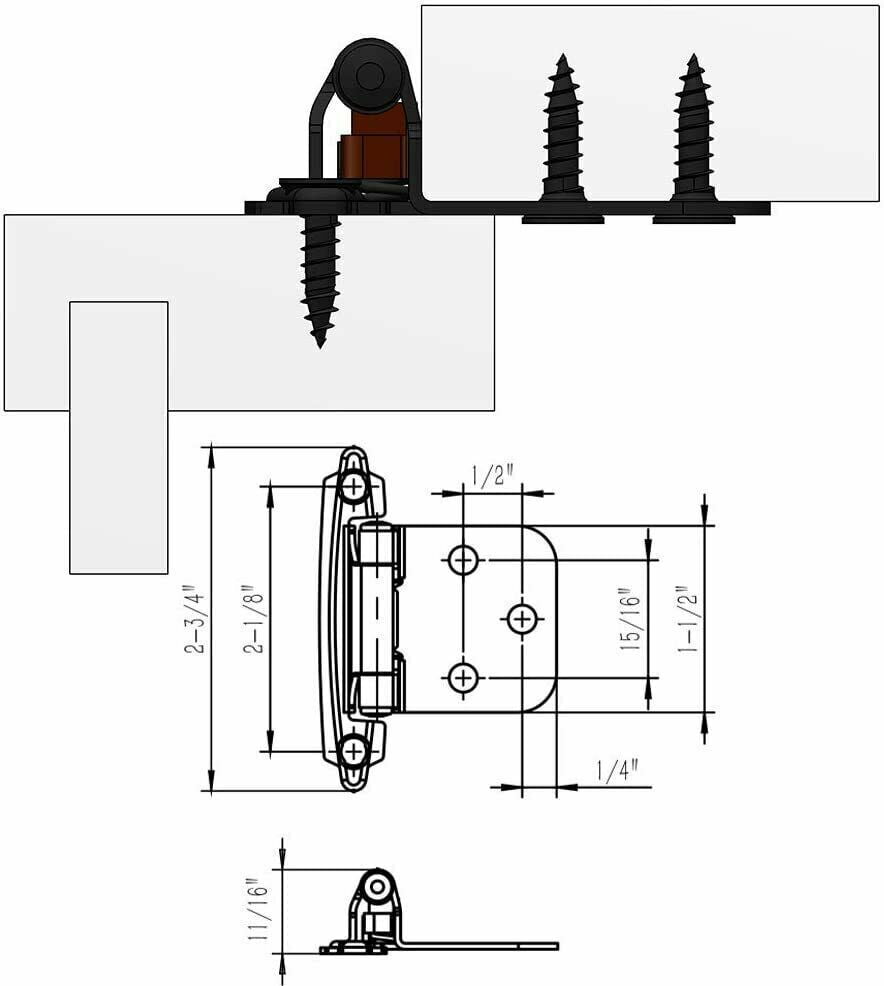 40 Pcs Matte Black Cabinet Hinges Overlay Self Closing for Kitchen Cabinet Door
