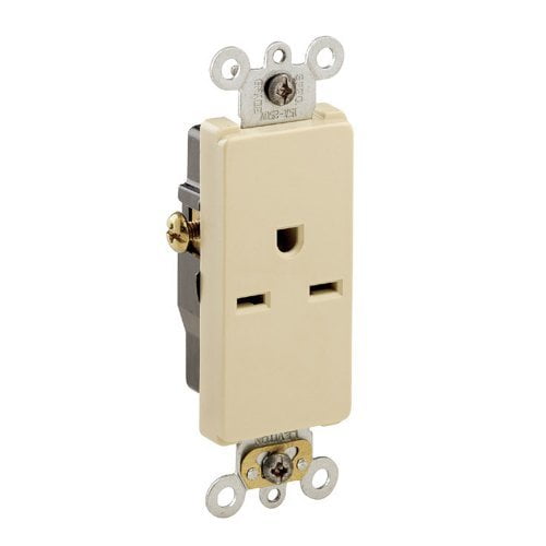 Leviton 16641-I Decora Single Receptacle Commercial Grade 6-15R 15A 250V Side Wired - Ivory