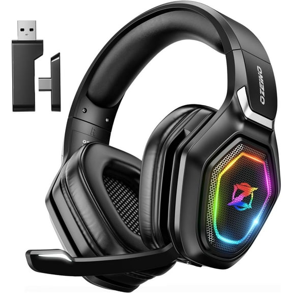 Wireless Gaming Headset 2.4GHz USB & Type-C Low Latency Gaming Headphones with Microphone for PC, PS5, PS4, Mobile, Switch