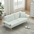 thumbnail image 2 of 67.71" Futon Sofa Bed, Modern Convertible Faux Leather Sofa Bed with Adjustment Armres and Split Backrest, Loveseat Sofa Bed with Addtional Pilllow for Living Room Studio Office Apartment, White, 2 of 9