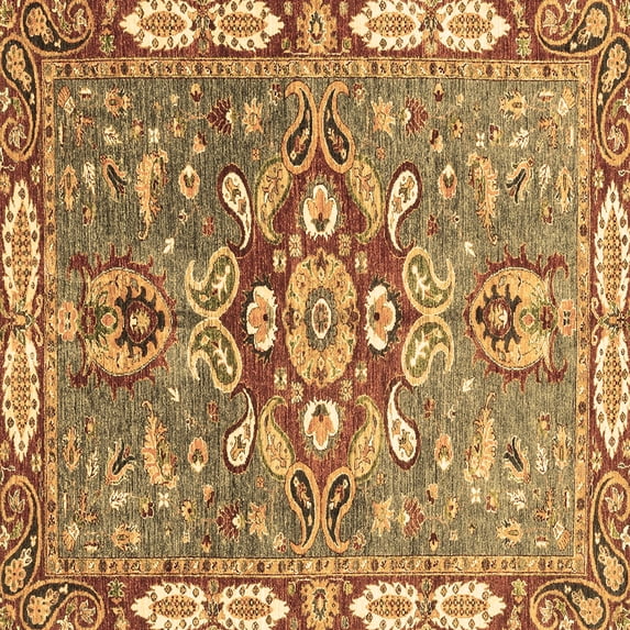 Ahgly Company Indoor Square Geometric Brown Traditional Area Rugs, 4' Square