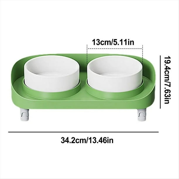 Cuenco Elevado Inclinado Platos Altos para Gatos Comedero Ergonómico para Mascotas Sin Estrés Elevados para Gatos con Soporte Antideslizante Verde