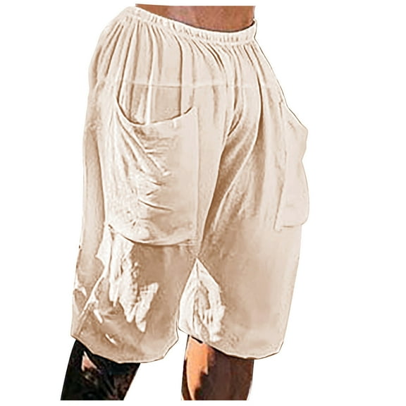LNWUY Mens Harem Shorts Cotton Linen Yoga Beach Baggy Summer Lightweight Short Pants Loose Comfy Breathable Casual Vacation Shorts Beige M