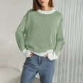 thumbnail image 2 of ManxiVoo Chandail Côtelé Grande Taille Manches Longues Col Rond Décontracté Confortable pour Femmes Taille TG Vert, 2 of 4