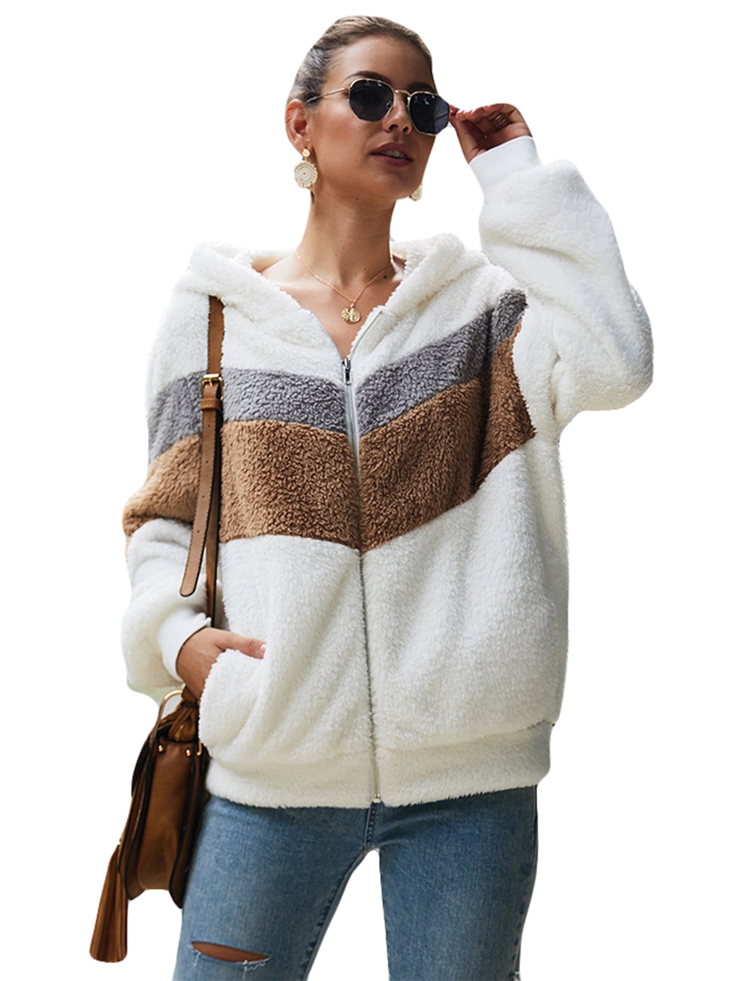 fuzzy teddy bear jacket with hood