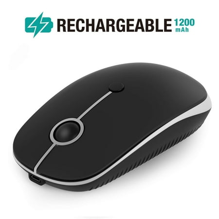 Vaio Mobile Mouse Rechargeable Wireless Mouse, Jelly Comb 2.4G Slim Optical Mice - Less Noise, 3 Adjustable DPI, Portable Mobile Wireless Mouse for Notebook, PC, Laptop, Computer, Macbook-Black and Silivery ()
