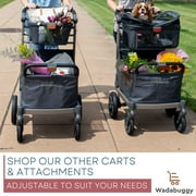 Wadabuggy Premium Pet Stroller, Cart, Pet Caddy, Compact Fold, Large Basket, 2 Drink Holders, Zipper Pocket, Adult, Gray