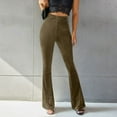 thumbnail image 2 of Kureaily Womens Casual Solid Color High Waist Ribbed Flare Long Pants Comfy Elastic Slim Leg Trousers Women Casual Pants, 2 of 4