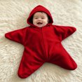 thumbnail image 2 of Baby Starfish Newborn Onesie, Soft Thick Imitation Fleece Winter Romper, Infant Warm Footie Jumpsuit and Swaddle Wrap (Deep Red,Size:9M), 2 of 10