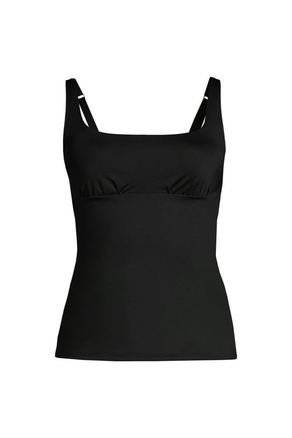 Women's Plus Size Chlorine Resistant Tummy Control Square Neck Underwire Tankini Swimsuit Top