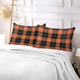 thumbnail image 7 of Orange & Black Buffalo Plaid Plush Pillowcase, Luxury Soft King Pillow Case for Hair and Skin, Standard Size Pillow Covers with Zipper Closure, 20x26in Home Decor Gifts, 7 of 7