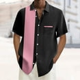 thumbnail image 2 of MQLKF Mens Vintage Bowling Shirts 1950s Casual Short Sleeve Button Up Contrast Shirt Summer Color Block Cuban Shirts Fashionable Handsome Breathable Men's Shirt Top, 2 of 4
