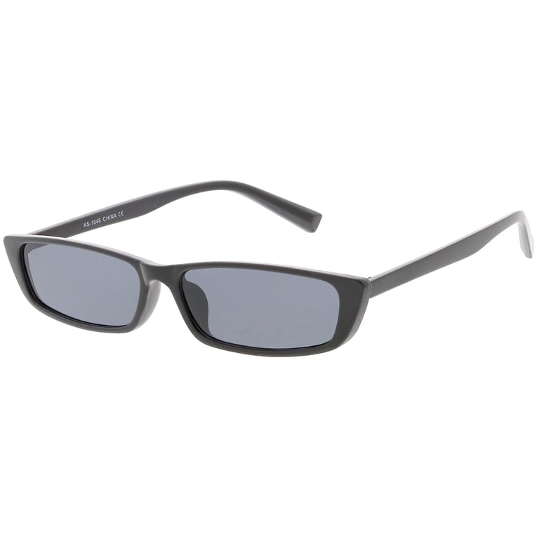 Retro Slim Rectangle Cat Eye Sunglasses Neutral Colored Lens  display picture 1