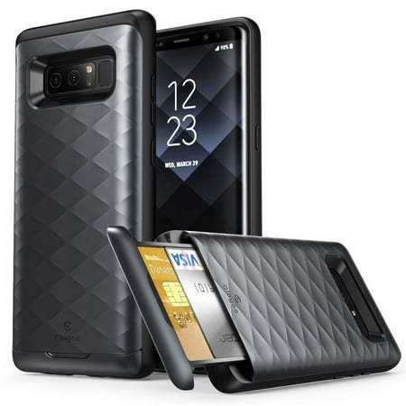 Clayco [Argos Series] Premium Hybrid Protective Wallet Case for SAMSUNG Galaxy Note 8 (Built-in Credit Card/ID Card Slot) (Black)