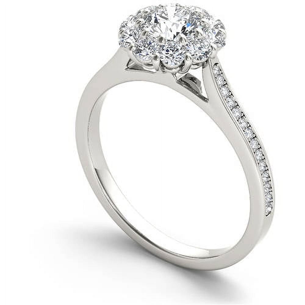 1-1/4 Carat T.W. Diamond Flower-Shape Halo 14kt White Gold Engagement Ring