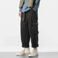 thumbnail image 2 of Pantalones cargo para hombre, rectos, negros, anchos, de alta calidad, estilo callejero, Y2k, informales, vintage, largos, estilo emo, Harajuku, 2 of 5
