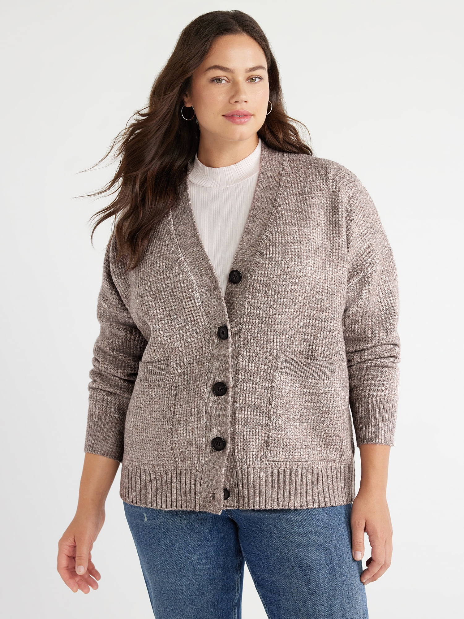 Free Assembly Women's Grandpa Cardigan Sweater with Long Free Assembly Women's Grandpa Cardigan Sweater with Long