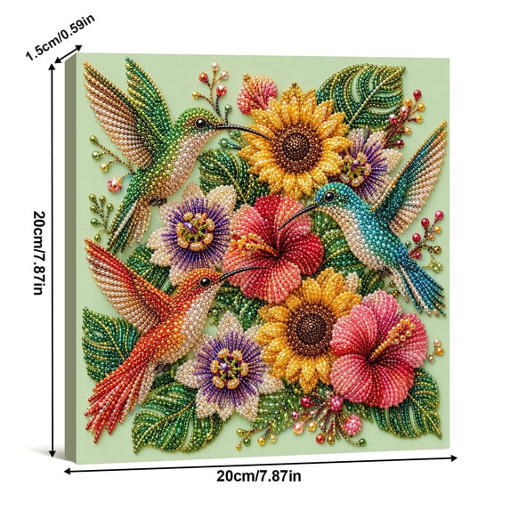 Animal Pearl Art DIY Craft Kit, Painting for Adults Beginner, Handmade Pearl Beads Dots Painting Gem Sparkling Horse Home Wall Decoration (Hummingbird-1)