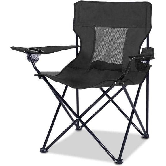 Camping Chair, Outdoor Portable Picnic Folding Fishing Chair with 2 Cup Holder for Fishing, Sports, Beach and Camping