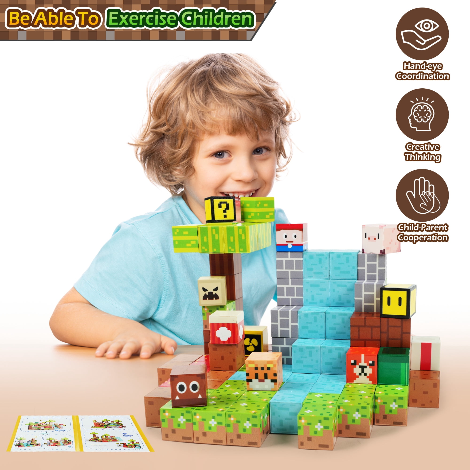 Jaawind Magnetic Blocks - 117 PCS Magnet Building Cubes Game Set for Boys & Girls Age 3 4 5 6 7 8, Sensory Stacking Toys for Toddlers Kids