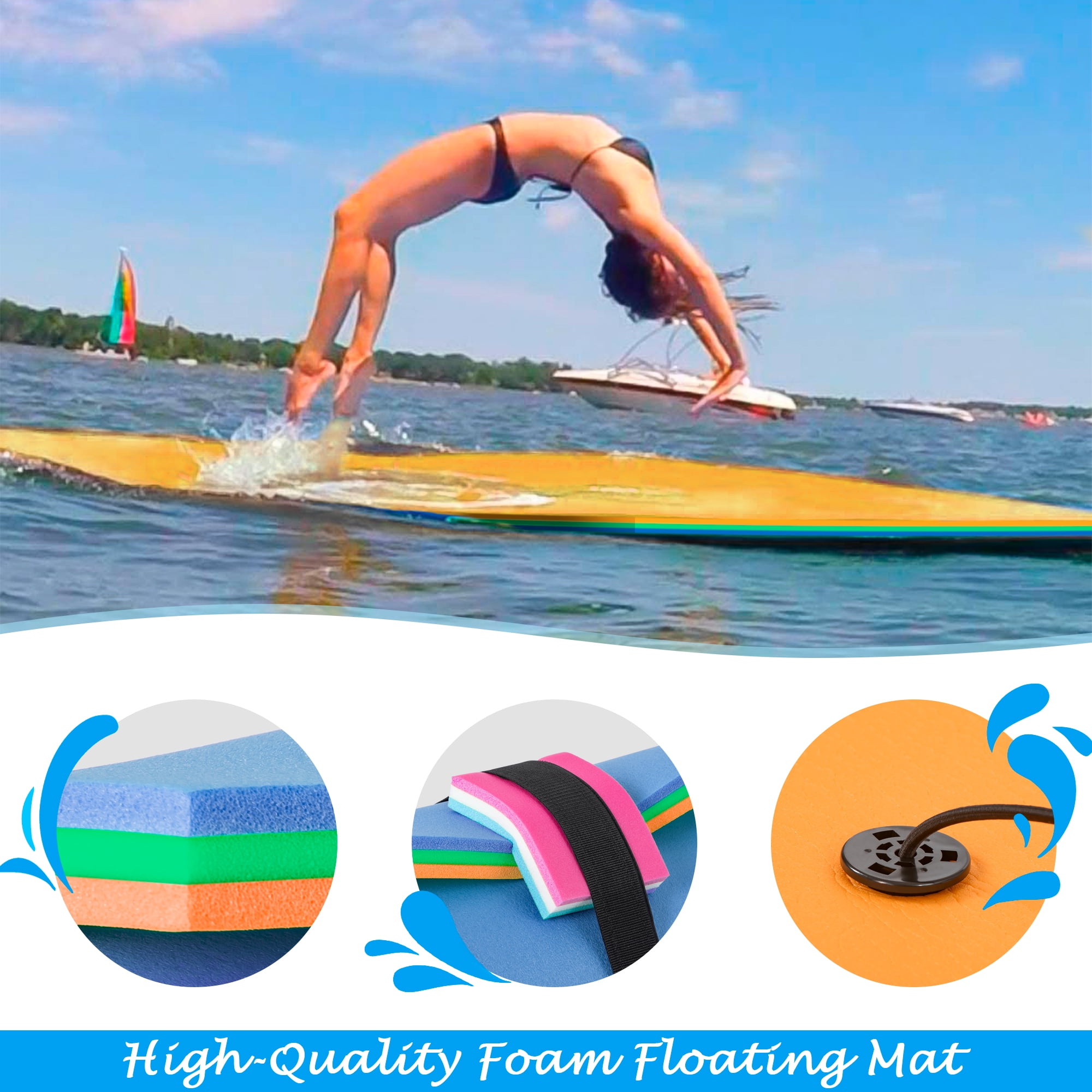 CIPACHO 3-Layer XPE Floating Water Mat with Storage Straps, 15' x 6', Orange CIPACHO 3-Layer XPE Floating Water Mat with Storage Straps, 15' x 6', Orange
